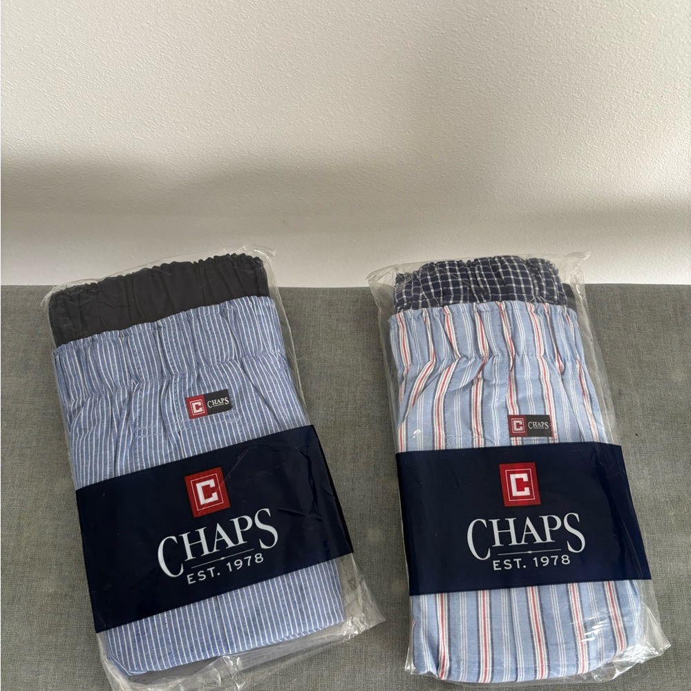 Chaps Men's Boxer Shorts - Blue and White Stripes
